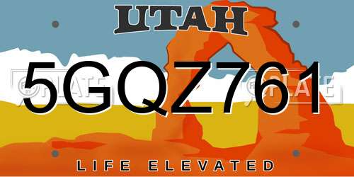 5GQZ761 Utah License Plate