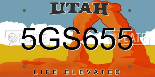 5GS655 Utah License Plate