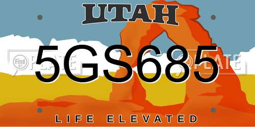 5GS685 Utah License Plate