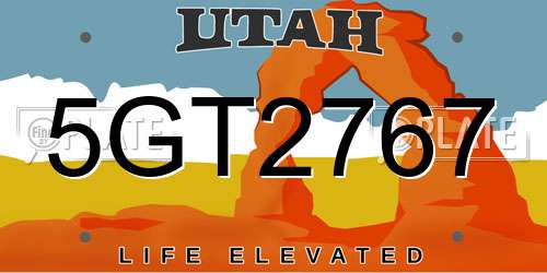 5GT2767 Utah License Plate
