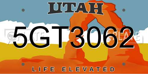 5GT3062 Utah License Plate