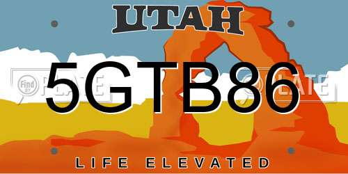 5GTB86 Utah License Plate