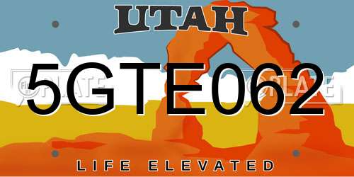 5GTE062 Utah License Plate