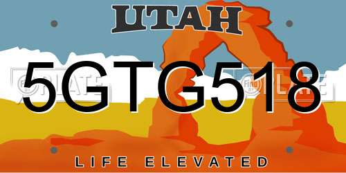 5GTG518 Utah License Plate