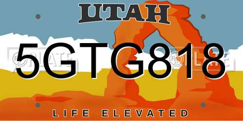 5GTG818 Utah License Plate