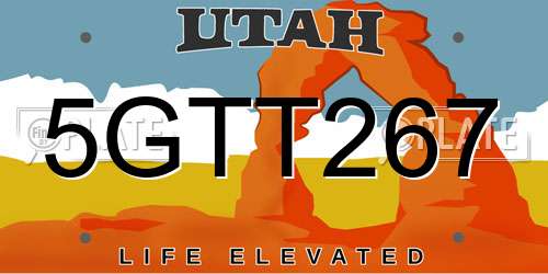 5GTT267 Utah License Plate