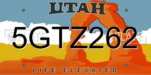 5GTZ262 Utah License Plate