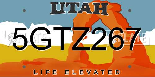 5GTZ267 Utah License Plate
