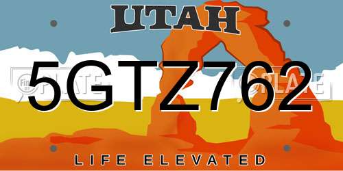 5GTZ762 Utah License Plate
