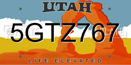 5GTZ767 Utah License Plate