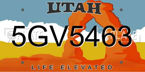 5GV5463 Utah License Plate
