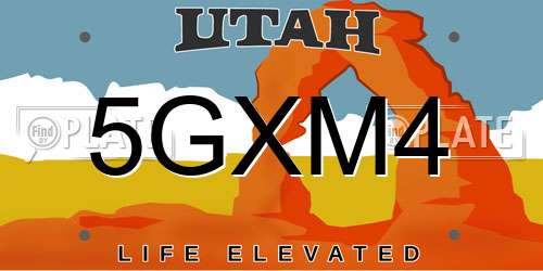 5GXM4 Utah License Plate
