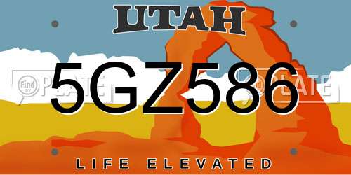 5GZ586 Utah License Plate