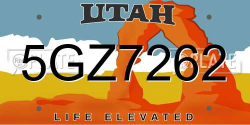 5GZ7262 Utah License Plate