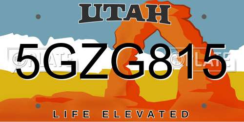 5GZG815 Utah License Plate