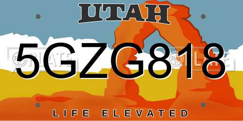 5GZG818 Utah License Plate