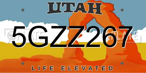 5GZZ267 Utah License Plate