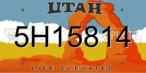 5H15814 Utah License Plate