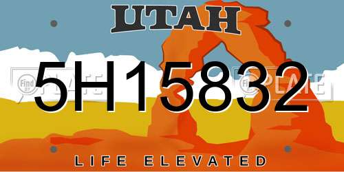 5H15832 Utah License Plate