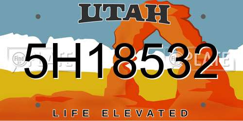 5H18532 Utah License Plate