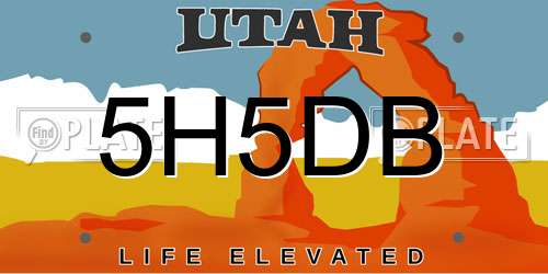 5H5DB Utah License Plate