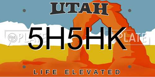 5H5HK Utah License Plate