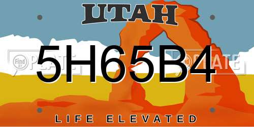 5H65B4 Utah License Plate