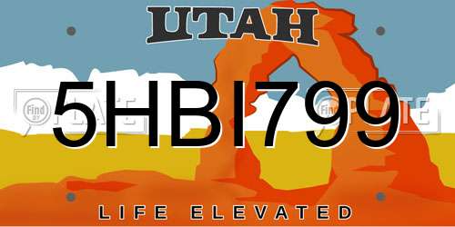 5HBI799 Utah License Plate