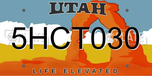 5HCT030 Utah License Plate