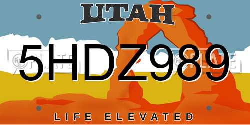 5HDZ989 Utah License Plate
