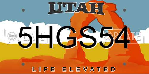 5HGS54 Utah License Plate
