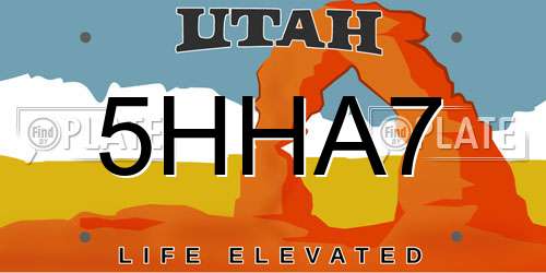 5HHA7 Utah License Plate