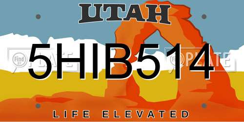 5HIB514 Utah License Plate
