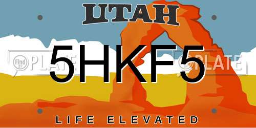 5HKF5 Utah License Plate