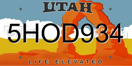 5HOD934 Utah License Plate