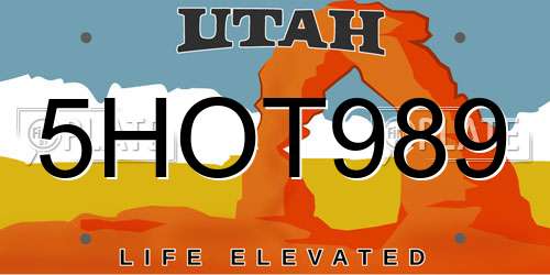 5HOT989 Utah License Plate