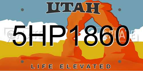 5HP1860 Utah License Plate