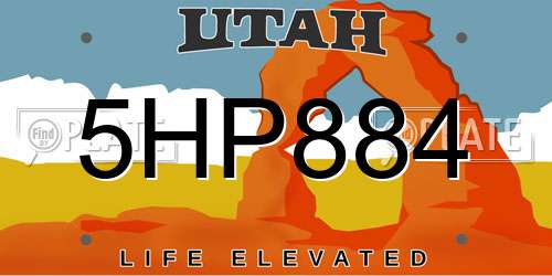 5HP884 Utah License Plate