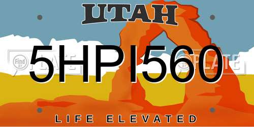 5HPI560 Utah License Plate