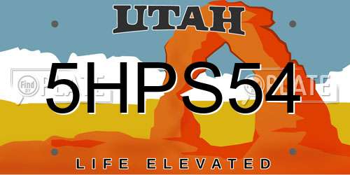 5HPS54 Utah License Plate