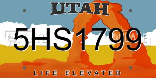 5HS1799 Utah License Plate