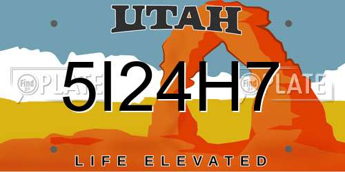 5I24H7 Utah License Plate