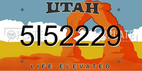 5I52229 Utah License Plate