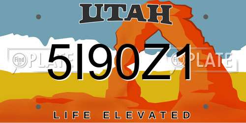 5I90Z1 Utah License Plate