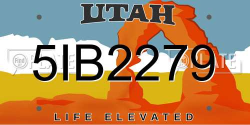 5IB2279 Utah License Plate