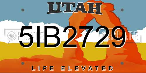 5IB2729 Utah License Plate