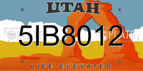 5IB8012 Utah License Plate