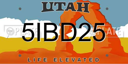5IBD25 Utah License Plate