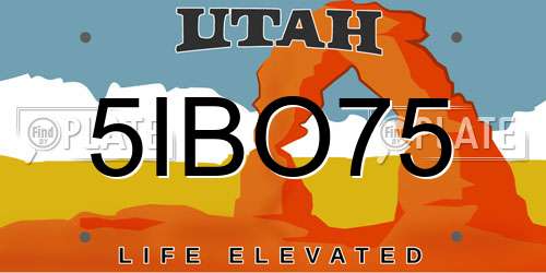 5IBO75 Utah License Plate