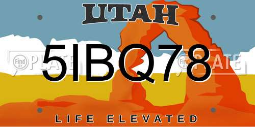 5IBQ78 Utah License Plate